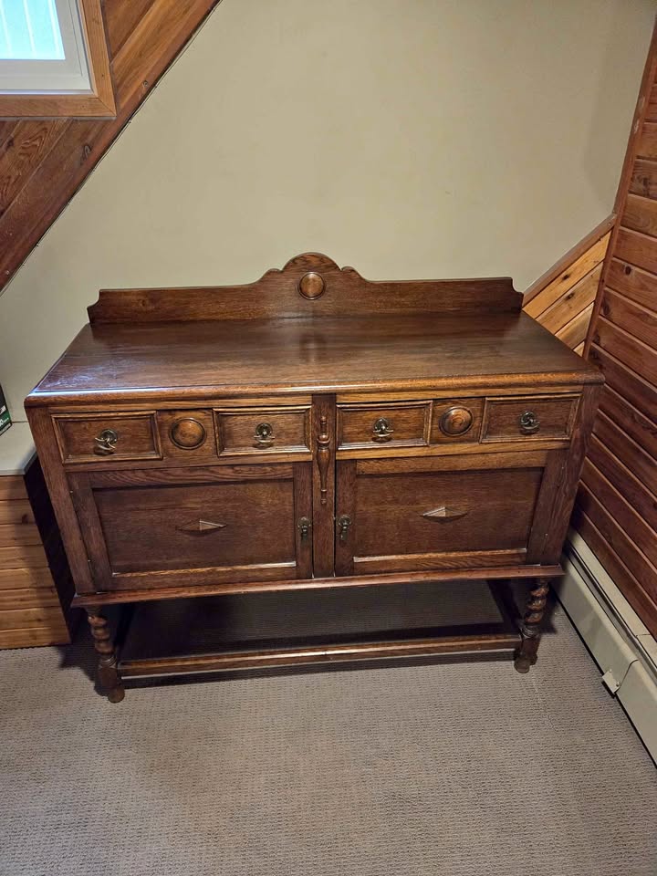 Solid oak buffet before styling